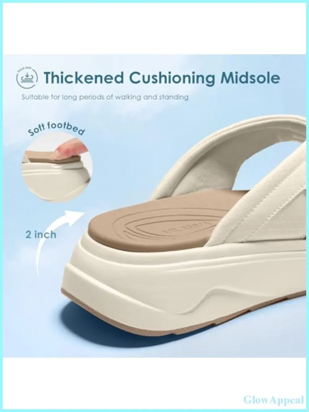Platform Flip Flops with Arch Support Cushioned EVA Non-Slip Sandals